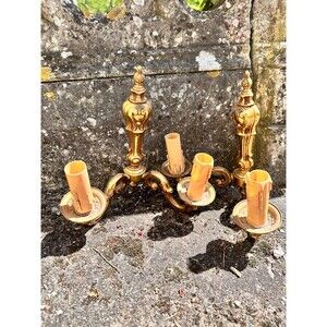 Vintage French Brass Wall Sconces x2– Ornate Rococo Candle Holders – Antique